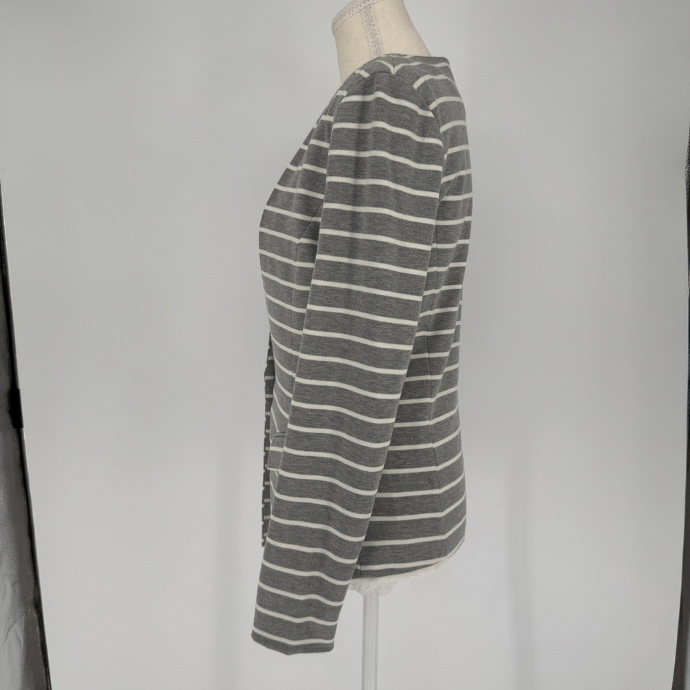 Eden Society Blazer Womens Small Gray White Striped Cotton Blend Knit Workwear - Picture 4 of 14